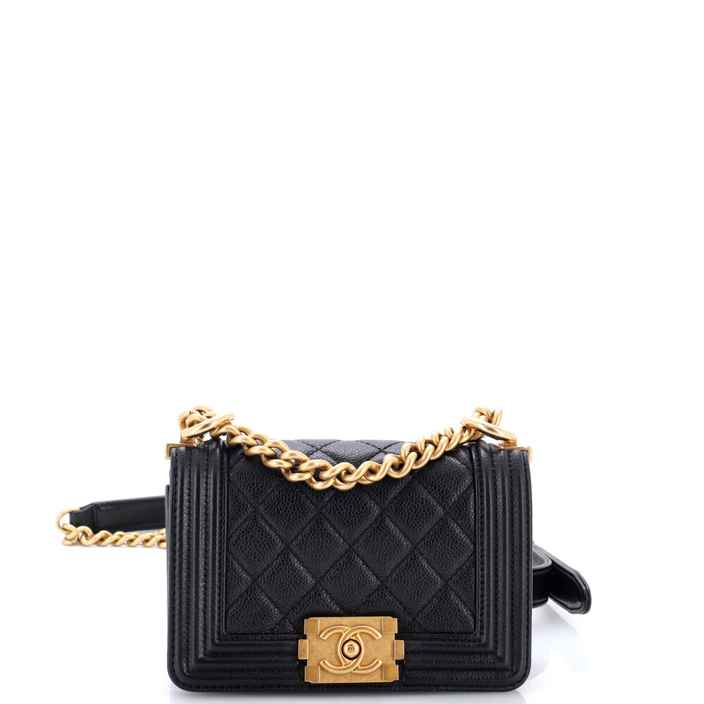 Chanel Mini Boy Flap Bag Quilted Caviar